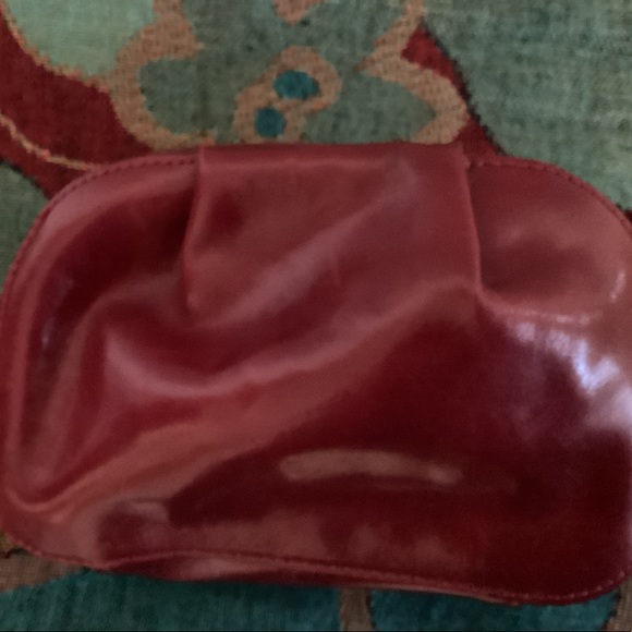 Monsac cosmetic pouch in scarlet red leather made in Italy NWOT - Picture 2 of 4